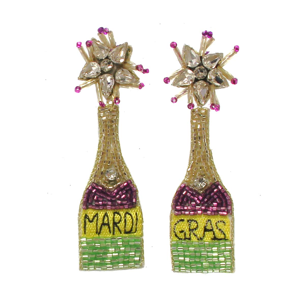 Champagne Bottle Earrings, 3"