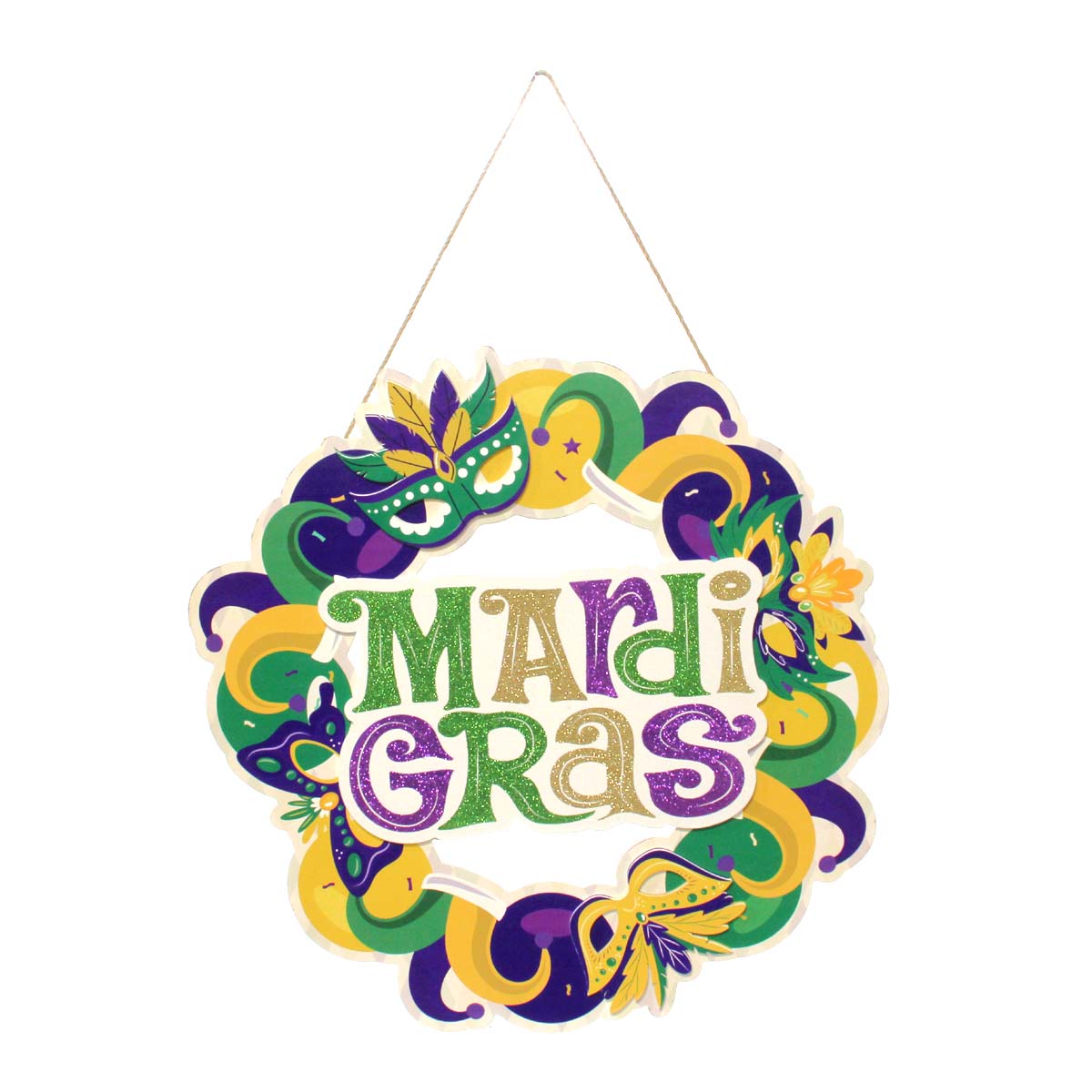 Mardi Gras Masks Wreath/Wall Hanging, 18"