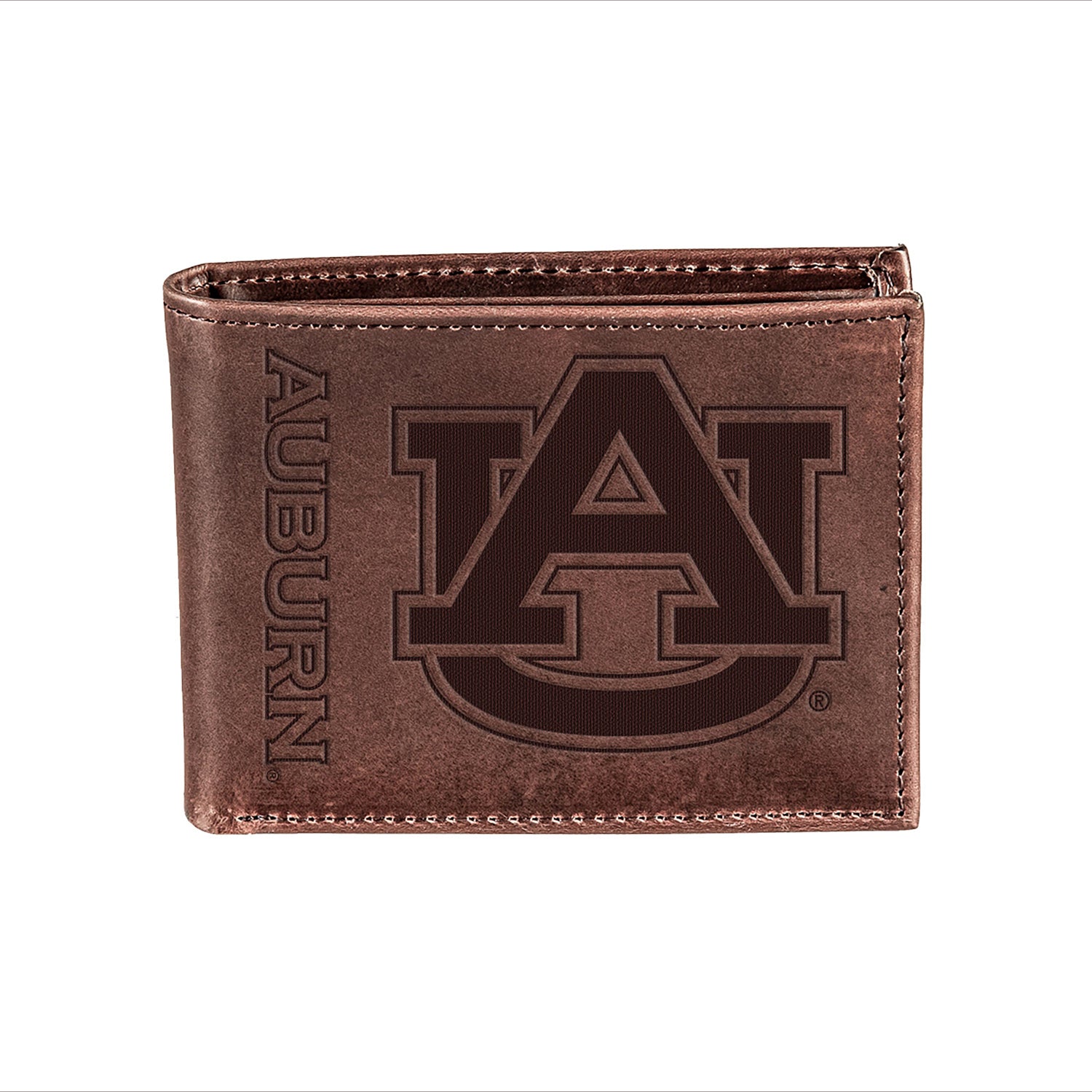 Auburn Bifold Leather Wallet, Brown, 100% Genuine Leather