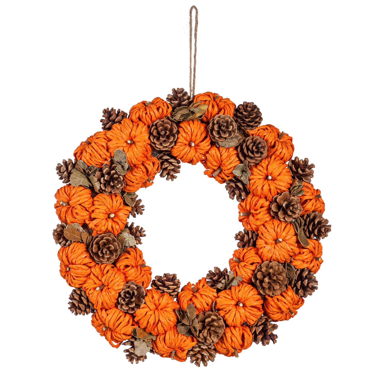 Paper Rope Pinecone & Pumpkin  Wreath