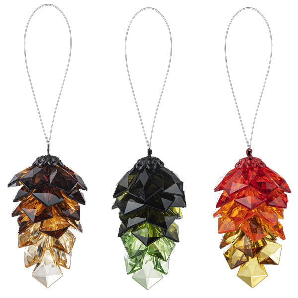 Pinecone Crystal Ornament, 2.5"h, 3 choices