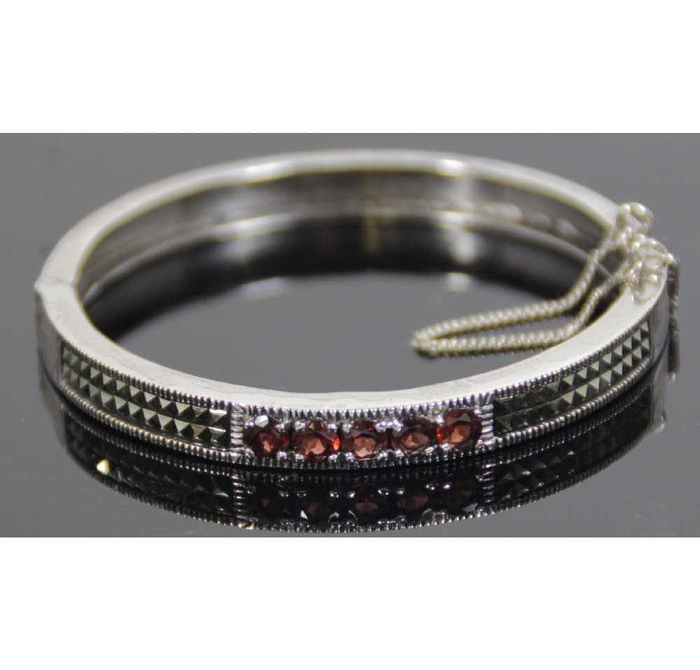 Sterling Silver Marcasite Topaz Bracelet