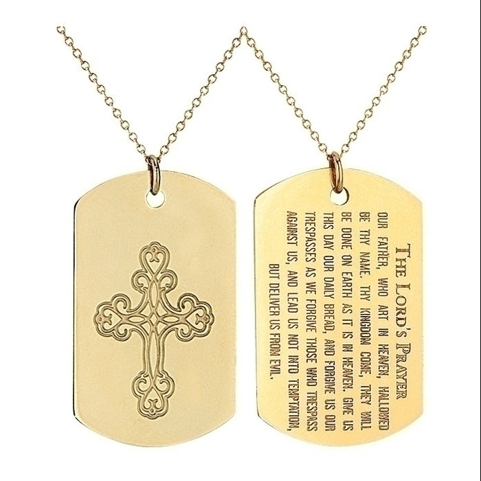 Dogtag Prayer Necklaces, 18"L, The Lord's Prayer