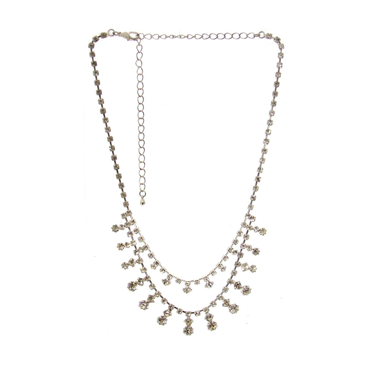 Rhinestone Necklace Silver tone