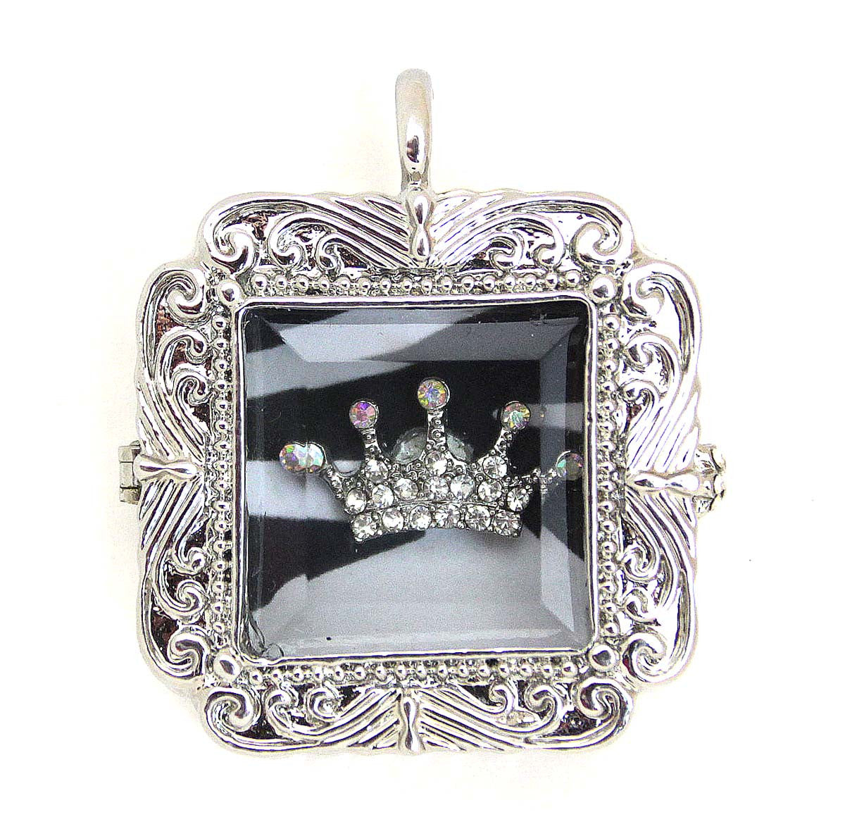 Crown Shadow Box Pendant with Zebra pattern