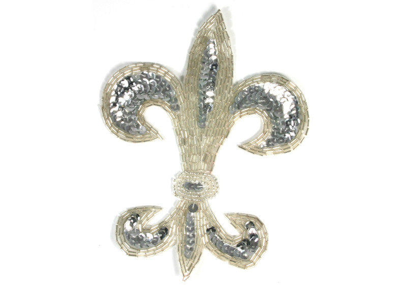 Applique Fleur De Lis Silver/Silver