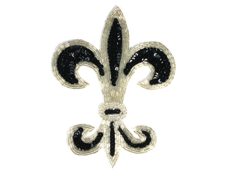 Applique Fleur De Lis Silver/Black