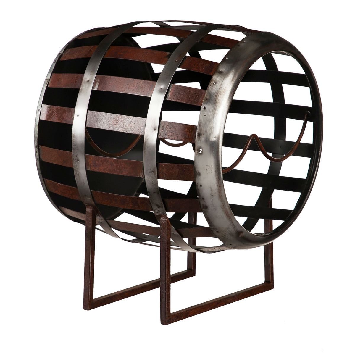 Metal Barrel Tabletop Wine Holder
