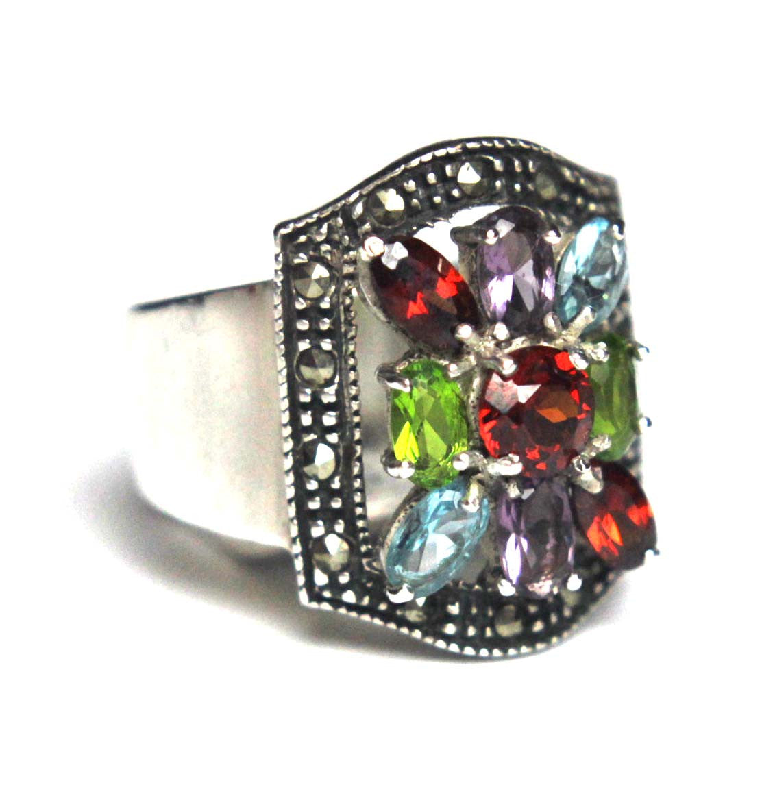 Sterling Silver Multi Zirconia Ring Size 7