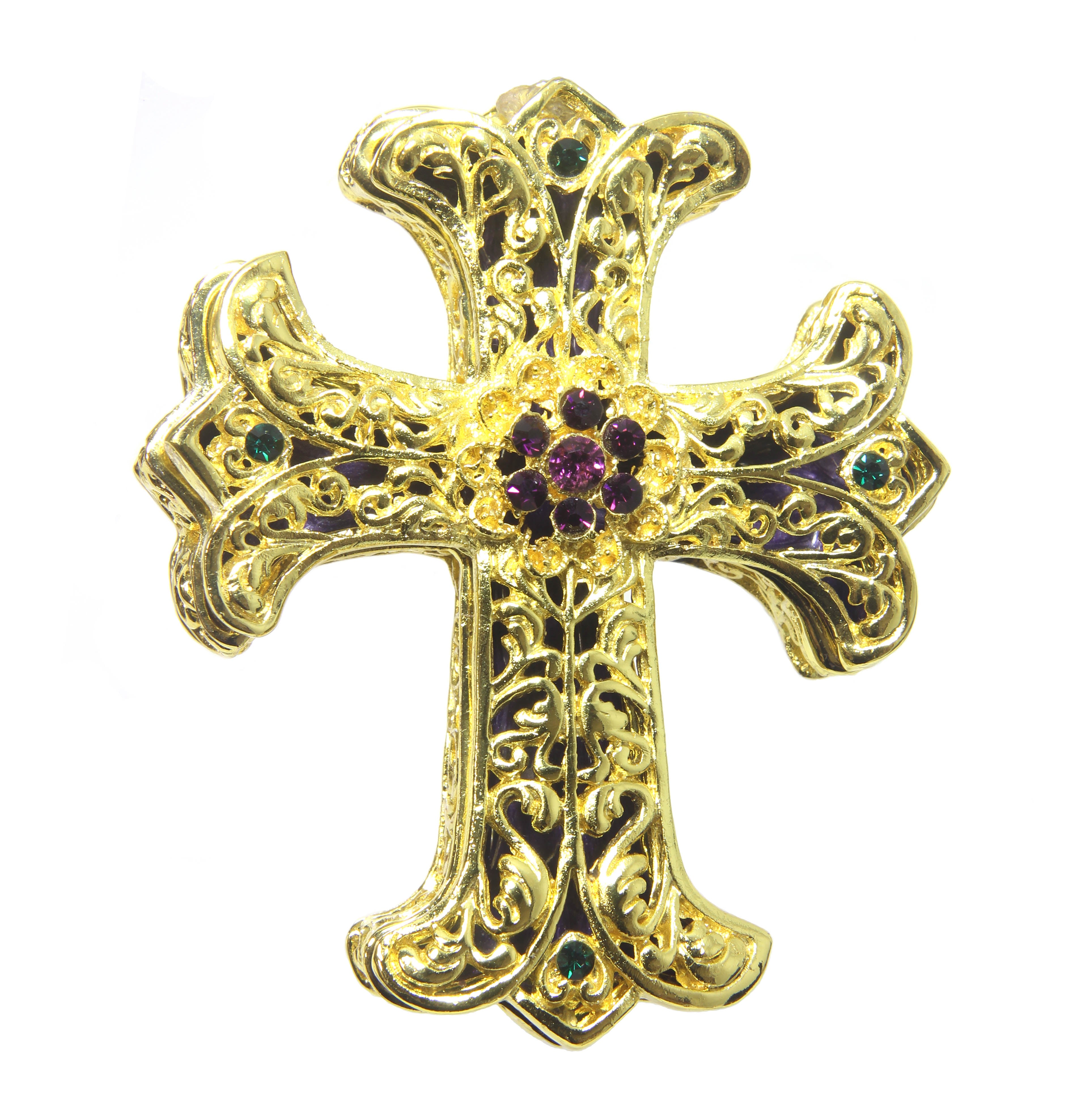 Gold Cross Filigree Box