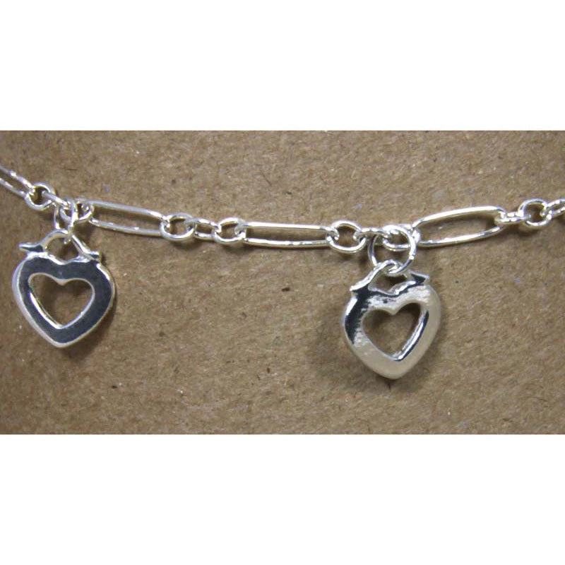 Sterling Silver Five Lock Hearts 10"