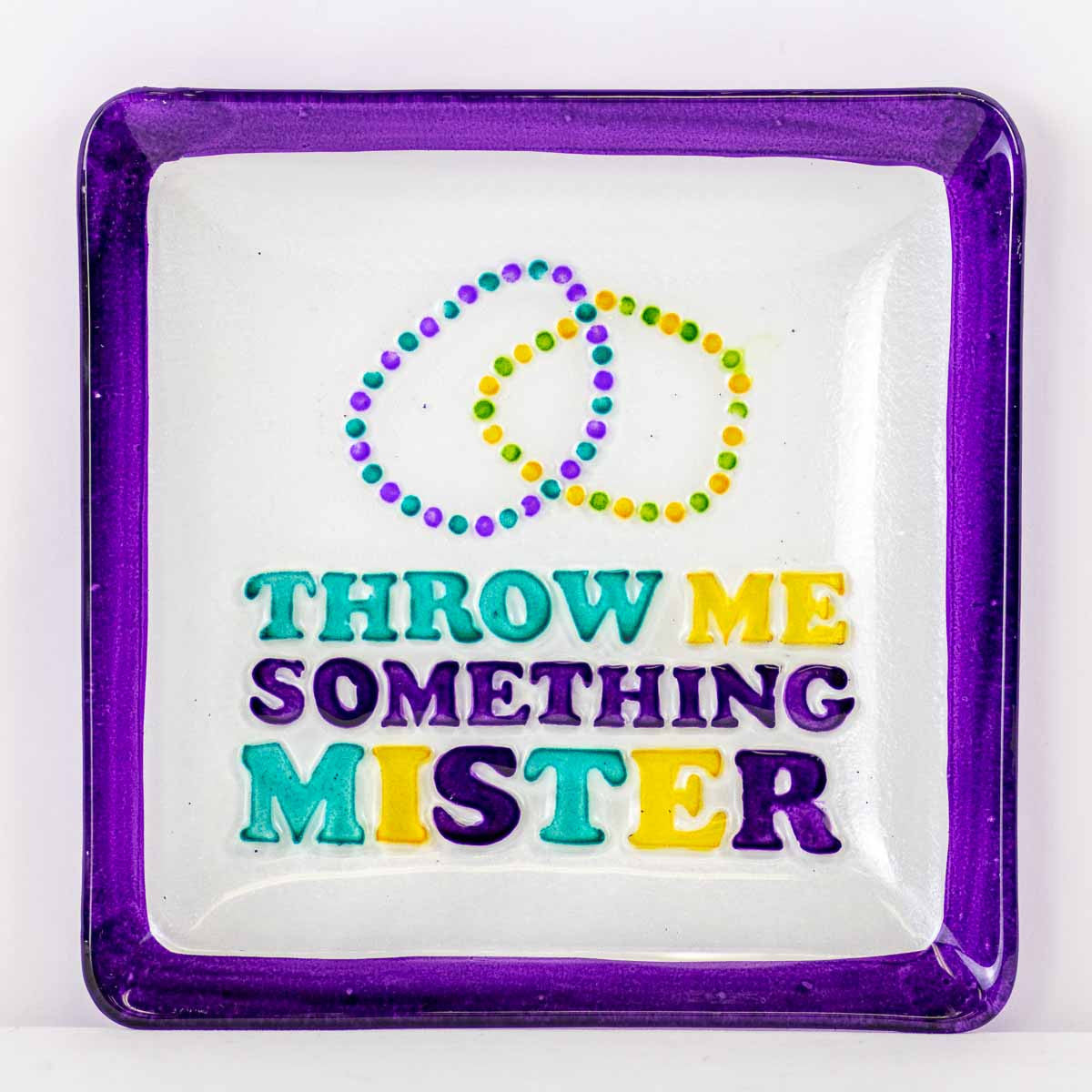 "Throw me something Mister" Square Mardi Gras Platter