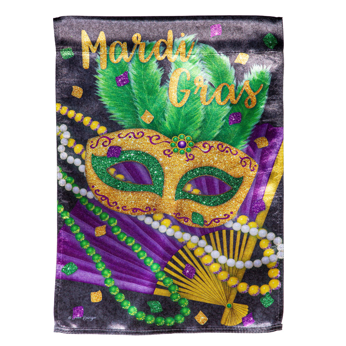 Mask and Beads Lustre Garden Flag