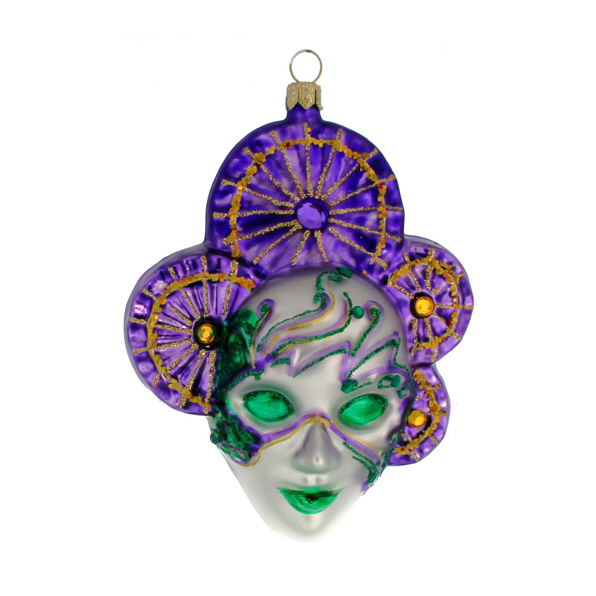 Venetian Mask Mardi Gras Green and Purple Ornament Decoration