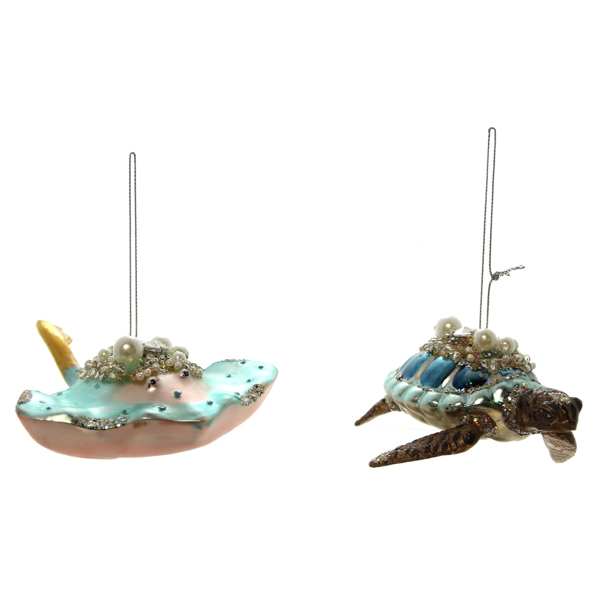 Sea Turtle or Stingray Glass Ornament