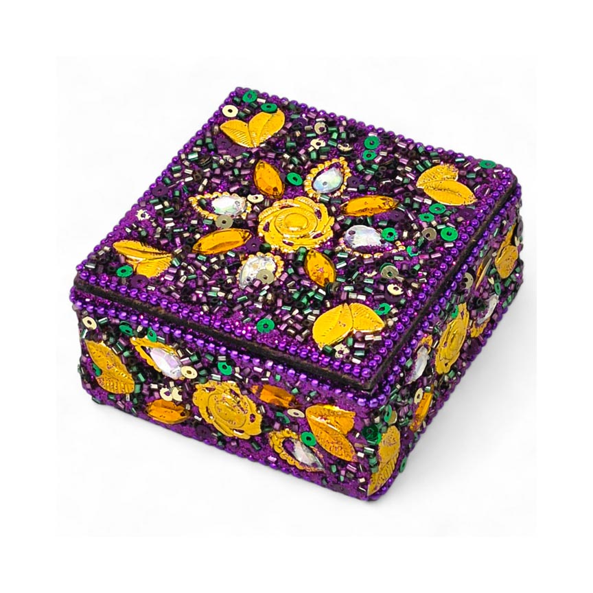 Mardi Gras Square Pretty in Purple Box 3" x 3" x 1.5"