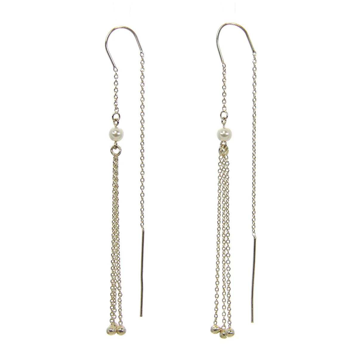 Sterling Silver Earrings Threader w/Pearl