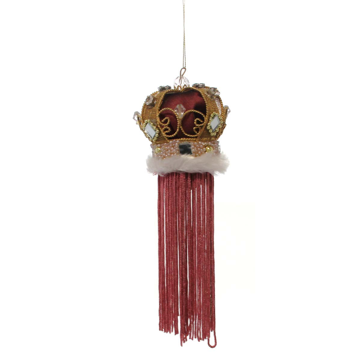 Crown Ornament w/Tassel & Fur
