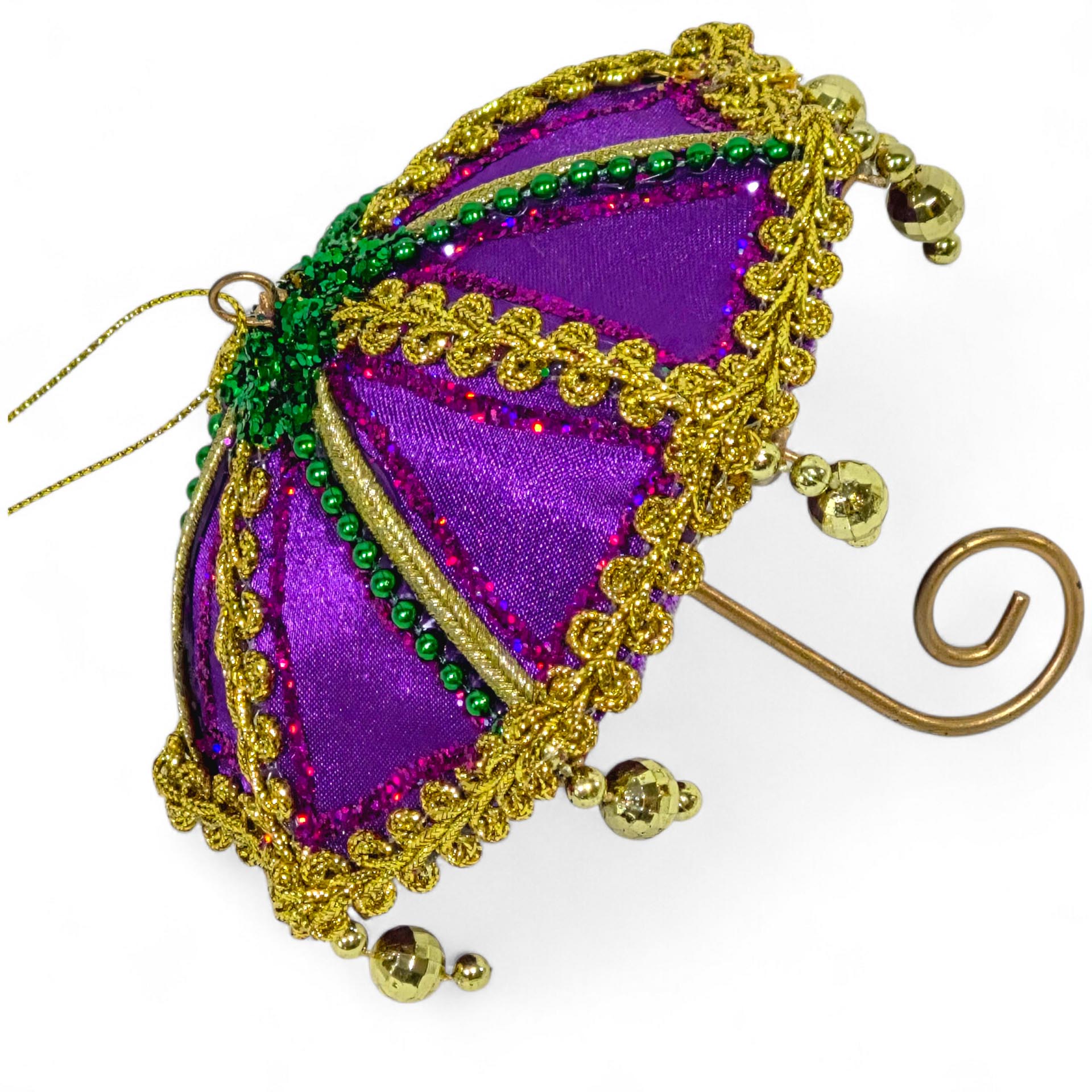 Purple Umbrella Ornament, Mardi Gras 4.25"