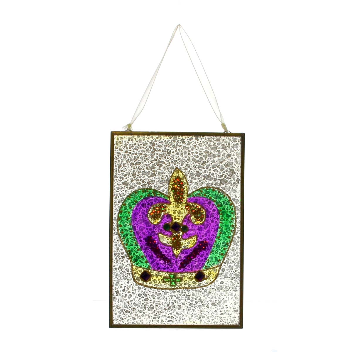 Crown Crackled Mardi Gras Wall Hanging