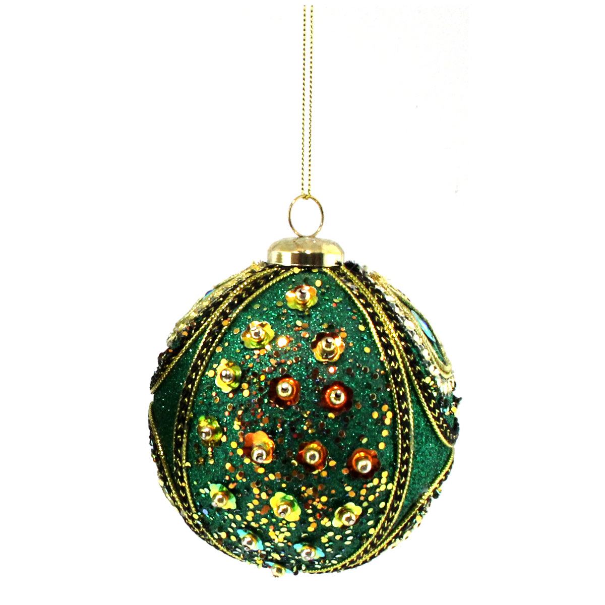 Mardi Gras Round Sparkle Ornament 4"