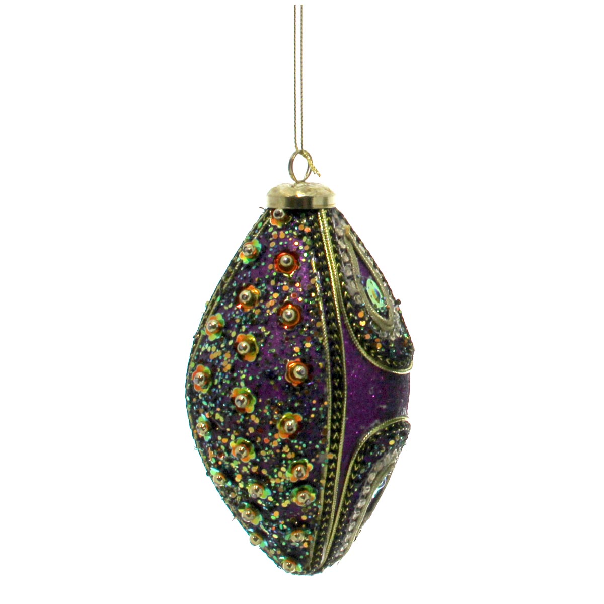 Mardi Gras Oval Sparkle Ornament 4" x 4.75"