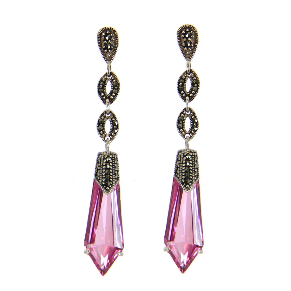 Spear CZ Sterling Silver Earrings