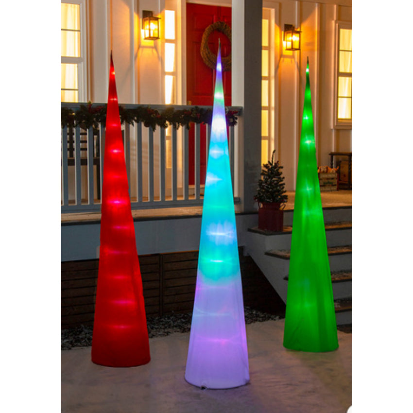 Lit Fabric Cone Tree with Color Changing Lights, 3 Asst: Red/ White/ Green