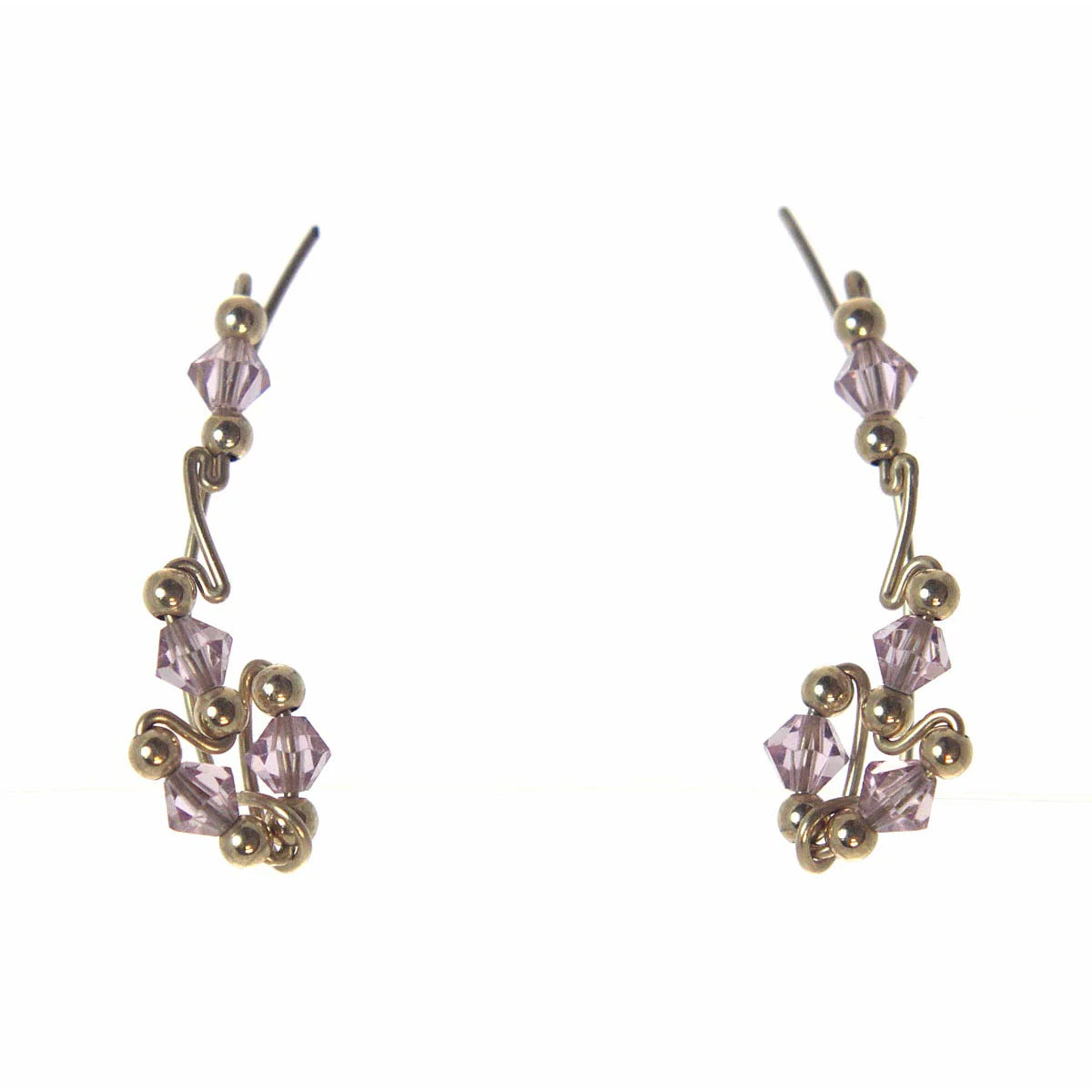 Ear Vine, Gold with Rose Crystals