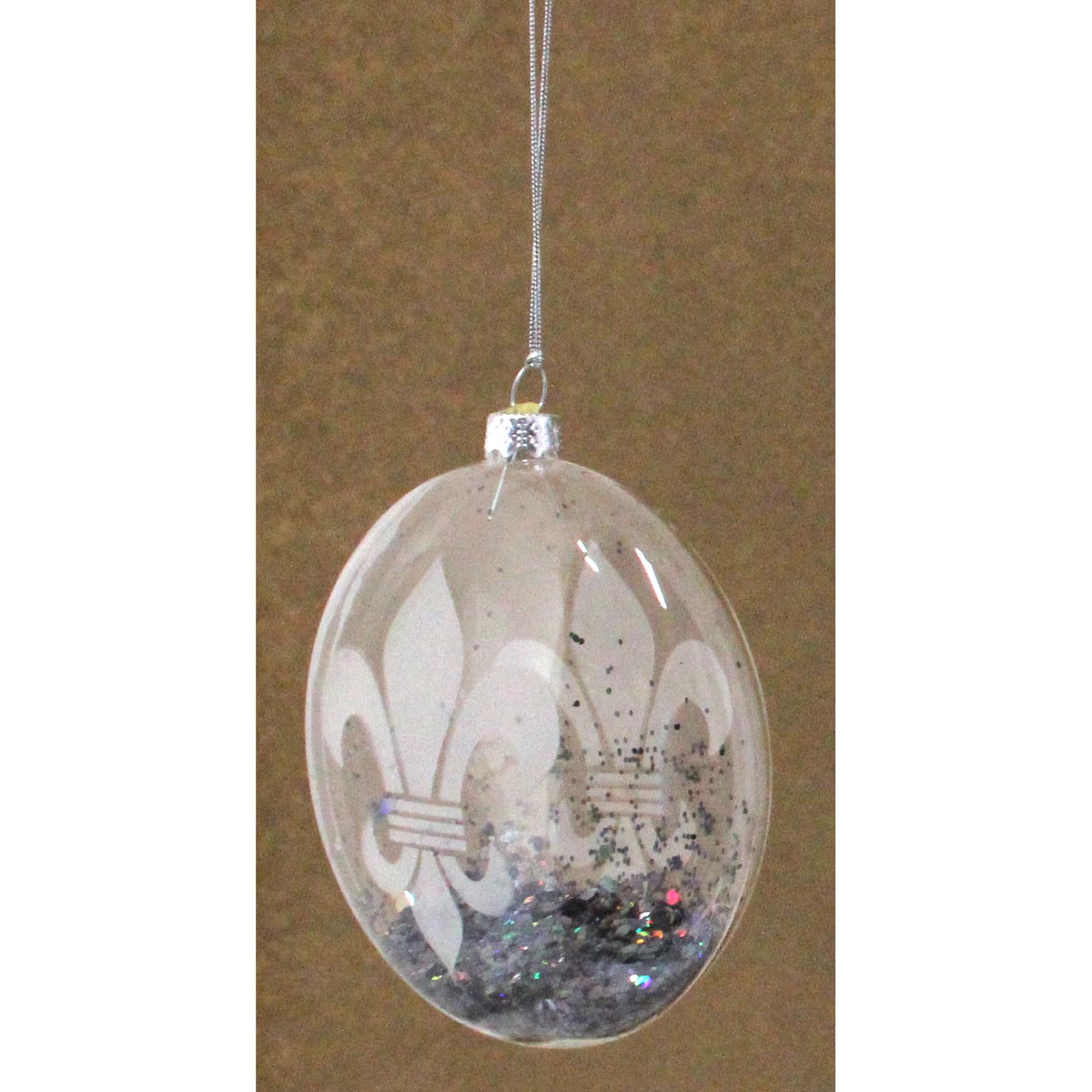 Frosted Fleur De Lis Blown Glass Ornament