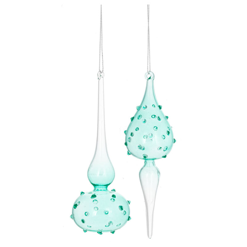 Aqua Green Drop Glass Ornament, 2 styles