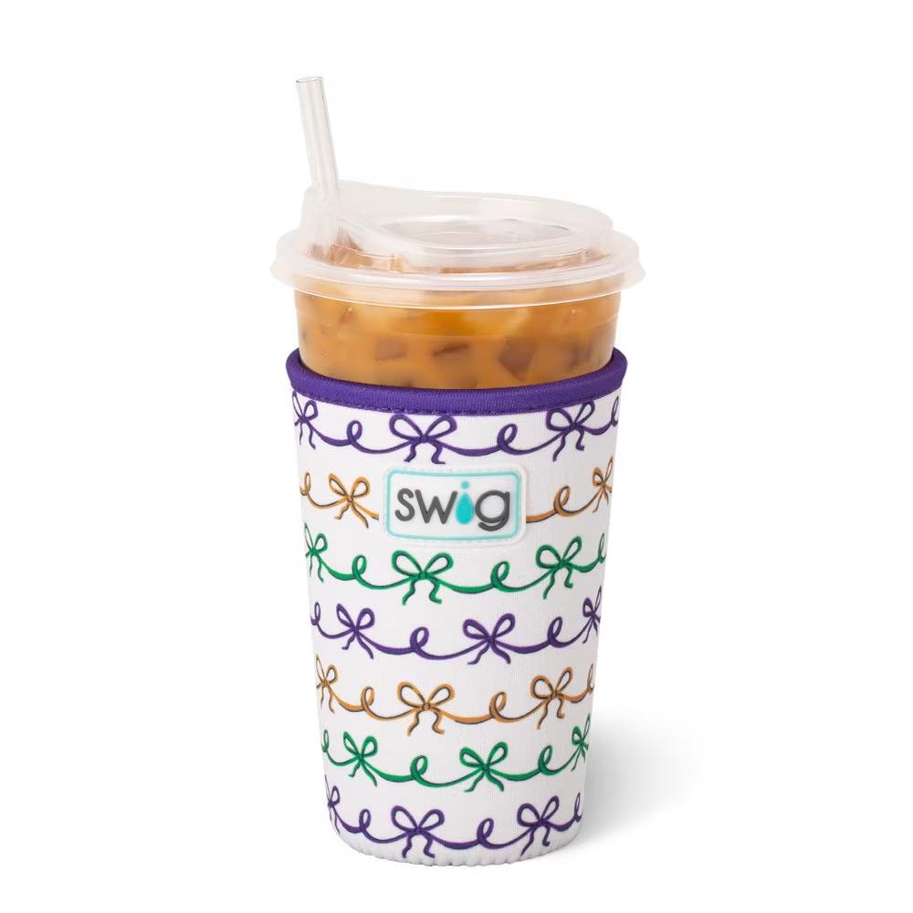 Mardi Gras Iced Cup Coolie, 3 designs 2 sizes