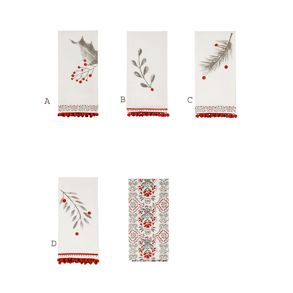 Yuletide Tea Towel, Set of 2, 4 designs