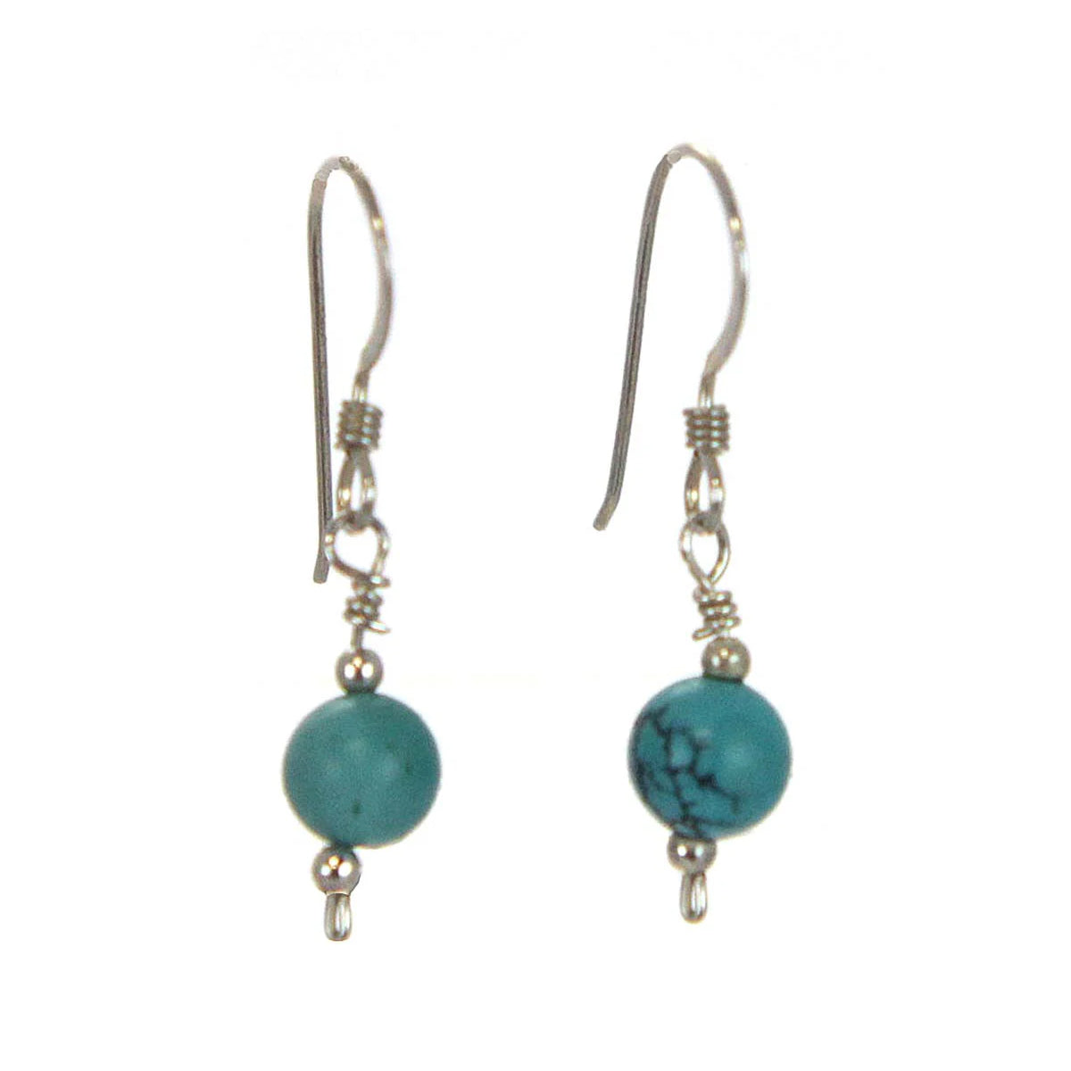 Howlite Bead Earrings Sterling Silver