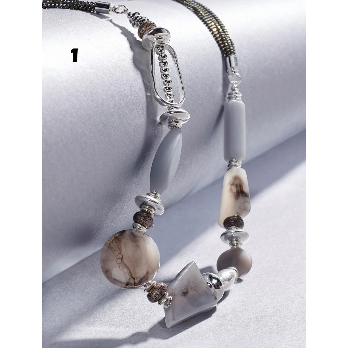 Charlie Paige Silver Necklace Gray & Silver