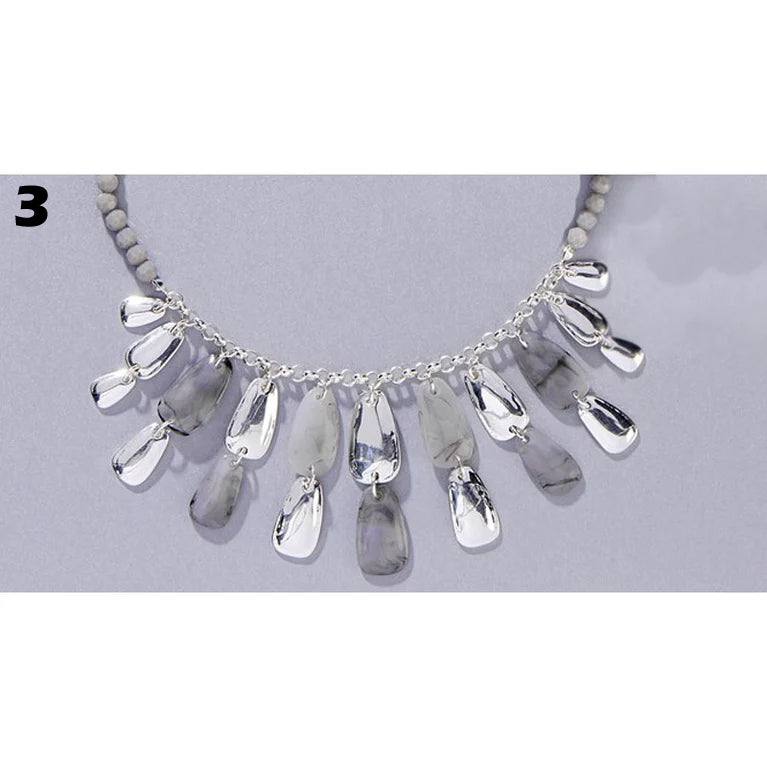 Charlie Paige Silver Necklace Gray & Silver