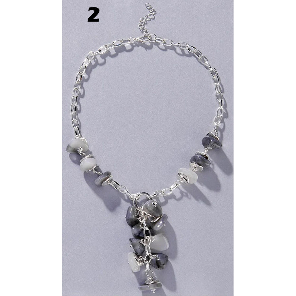 Charlie Paige Silver Necklace Gray & Silver