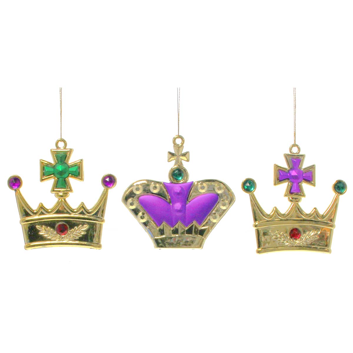 Crown Ornaments, Purple & Gold, 4.5" Mardi Gras