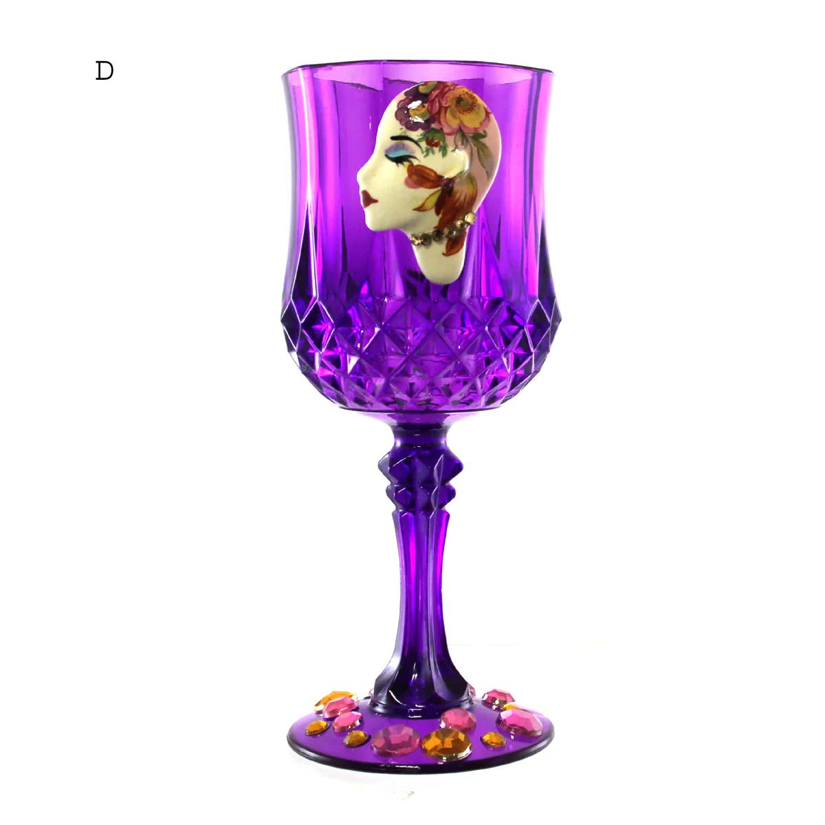 Ceramic Face Purple Wine Glasses