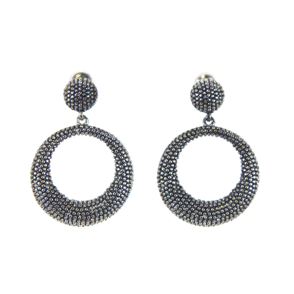 Antique Silver Round Earrings