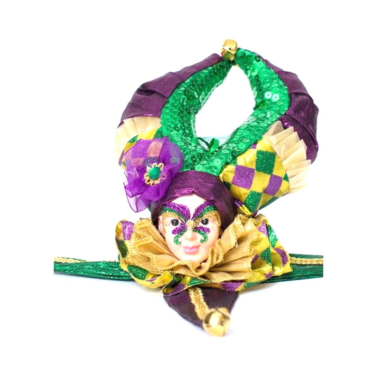 12" Mardi Gras Harlequin Jester Head Ornament-Style F