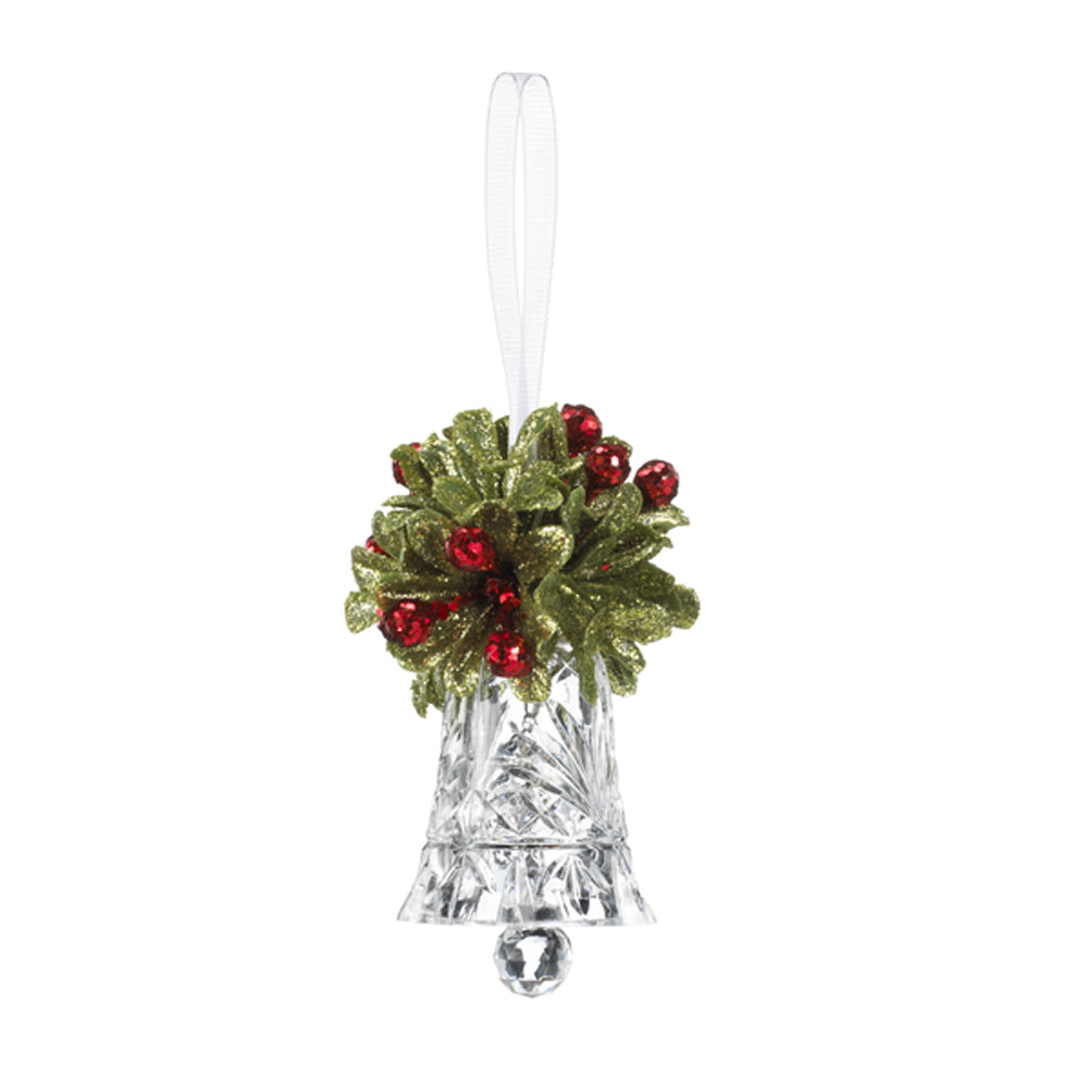 Teeny Mistletoe Krystal Bell Ornament