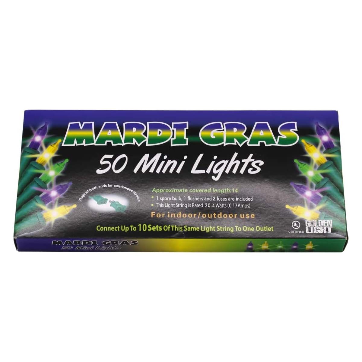 Mardi Gras Mini Lights, LED 50 Light