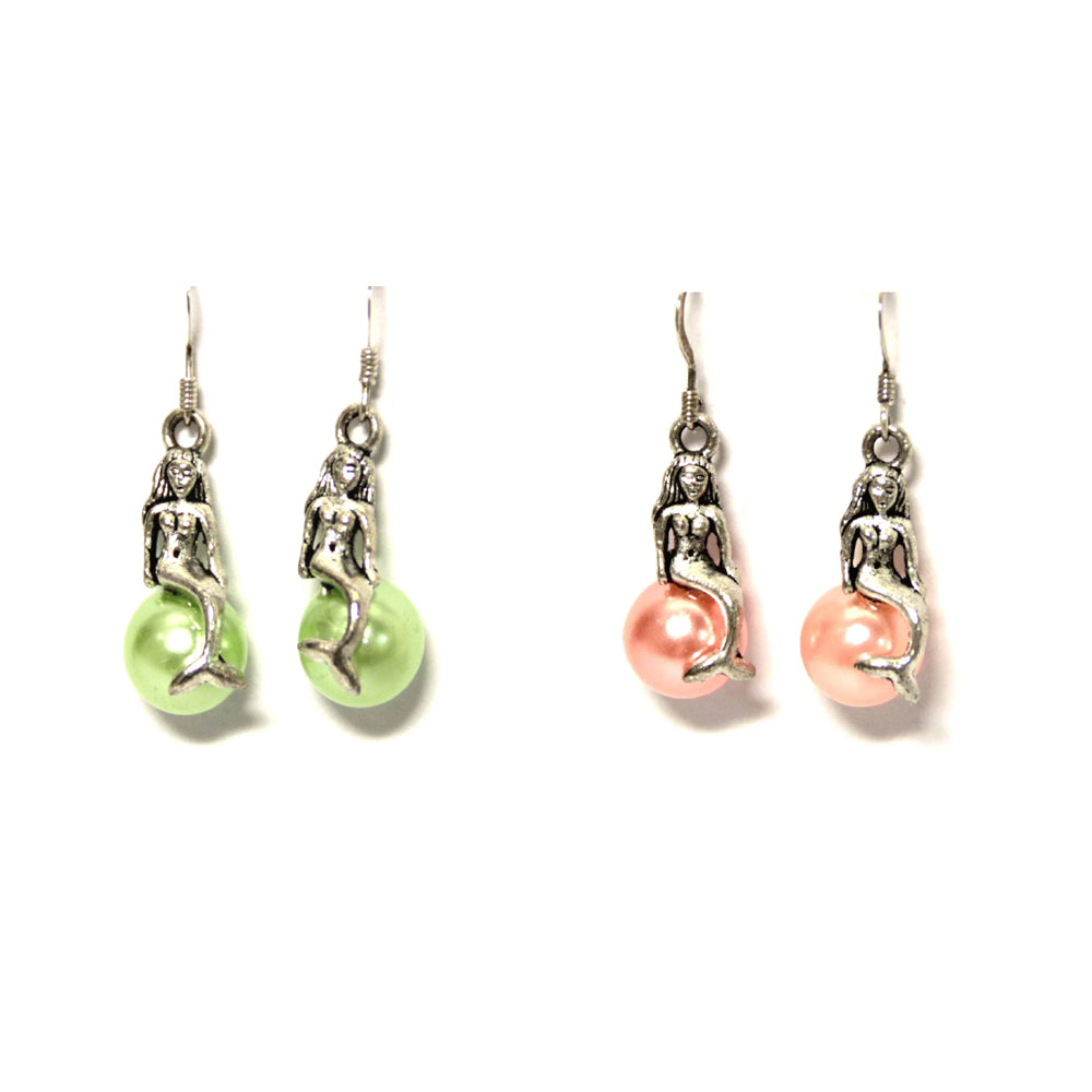 Mermaid on a Pearl Earrings