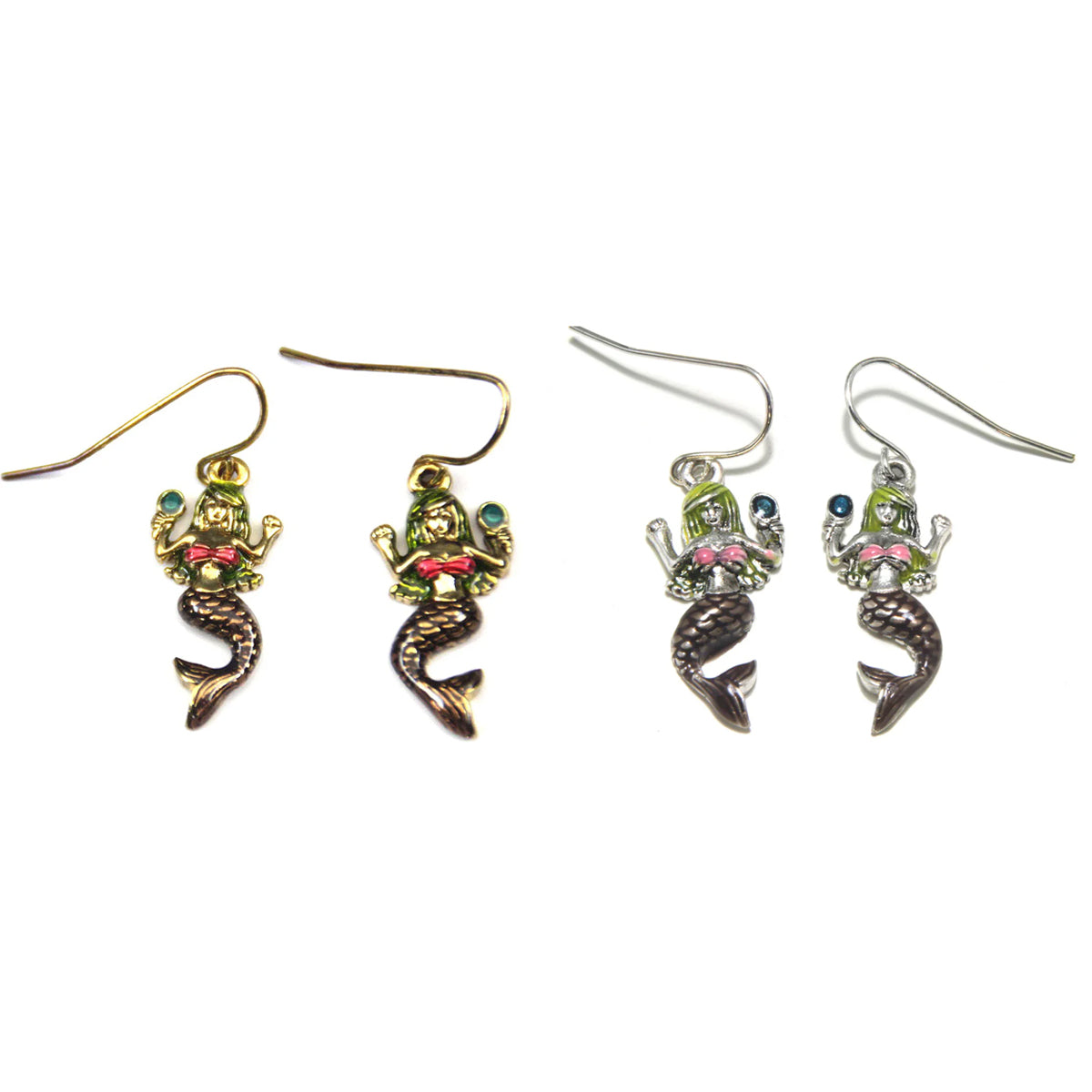 Mermaid with Mirror Earrings