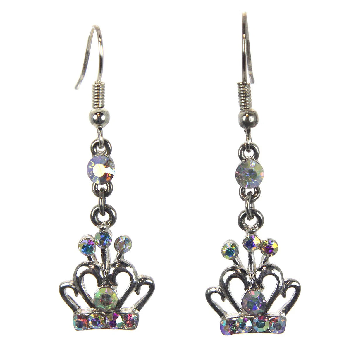 Crown Earrings with  Aurora Borealis Crystals