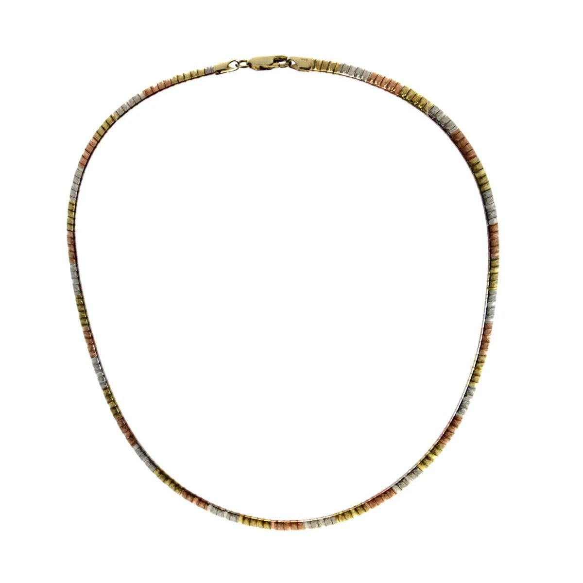 Sterling Silver 17" Domed Omega Tri Color (6mm)