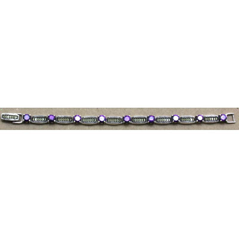 Sterling Silver  Amethyst Tennis Bracelet Marcasite