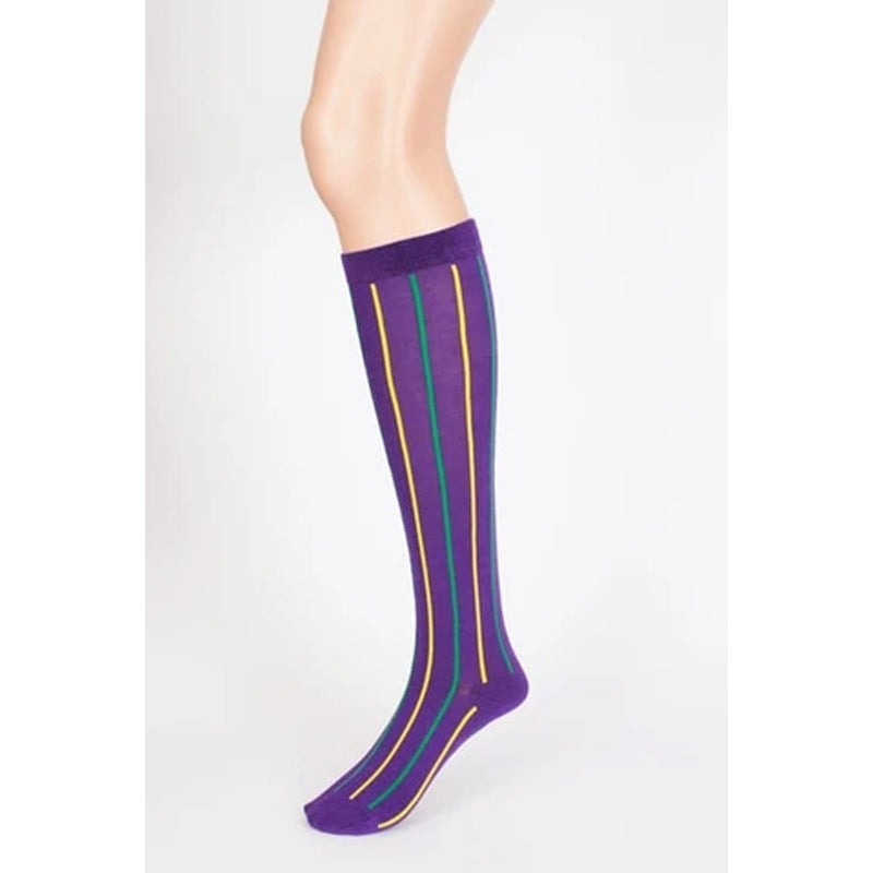Mardi Gras Vertical Stripes Knee Socks