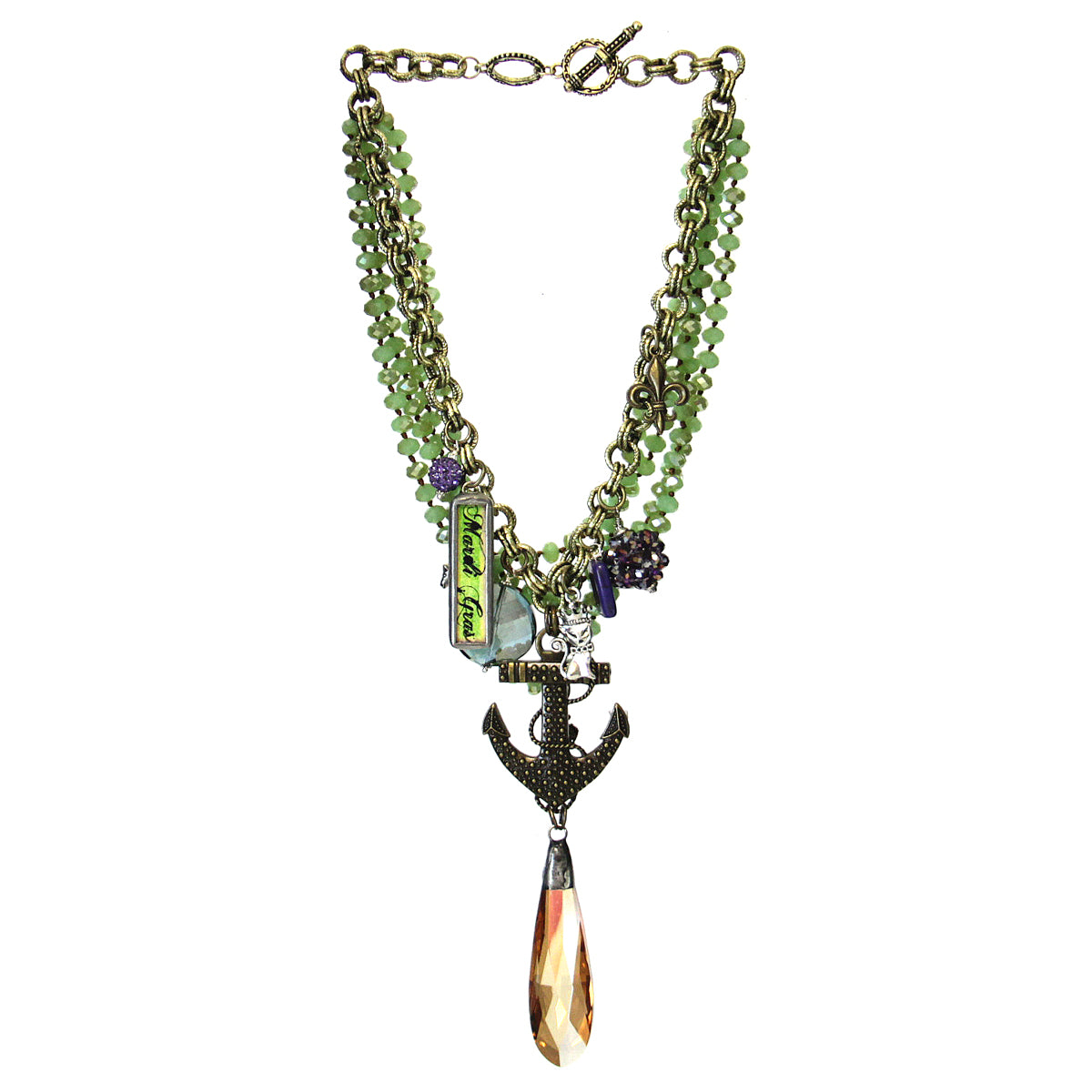 Amy Labbe Mardi Gras Necklace-Anchor Topaz Pendant